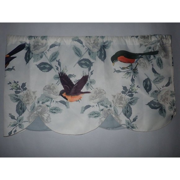 Spring Birds on Branches Rod Pocket Window‎ Curtain Valance with Scalloped Edge - Picture 1 of 7